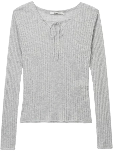 Dzianinowy top B+ab prążkowany szary