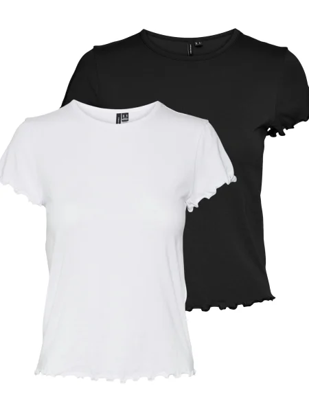 VERO MODA Tricou BARBARA negru / murdar alb