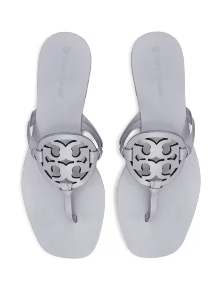 Șlapi Tory Burch cu autograf gri