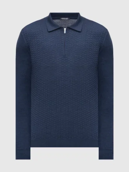 Поло з вовни та шовку Bertolo Cashmere синє
