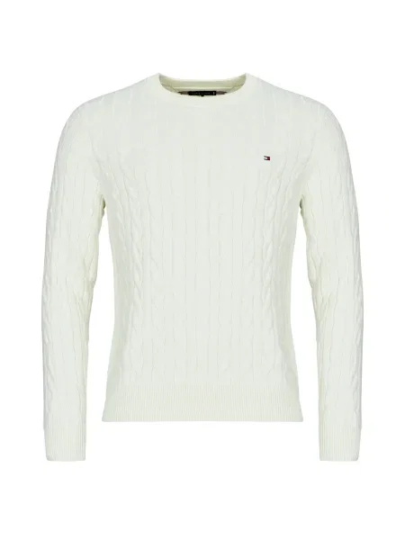 Pulover Tommy Hilfiger clasic cu decolteu în U bej