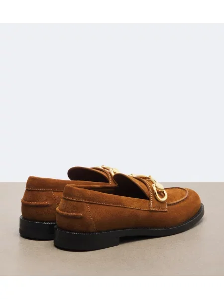 Pantofi loafer Gucci din piele de căprioară maro
