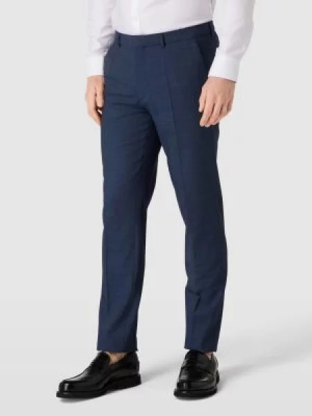 Spodnie do garnituru o kroju slim fit z dodatkiem żywej wełny model ‘Hesten’ Hugo granatowe