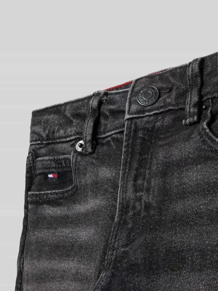 Jeansy o kroju straight fit z mieszanki bawełny Tommy Hilfiger czarne