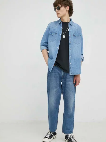Levi's camasa jeans barbati cu guler clasic regular albastru