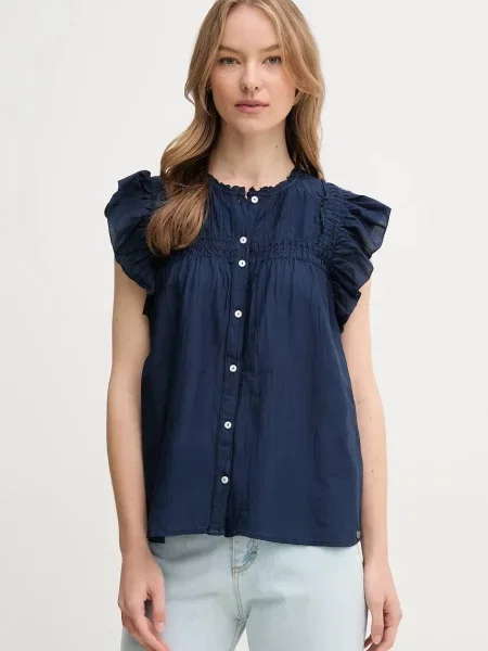 Pepe Jeans cămașă DIALLO femei marin regular albastru