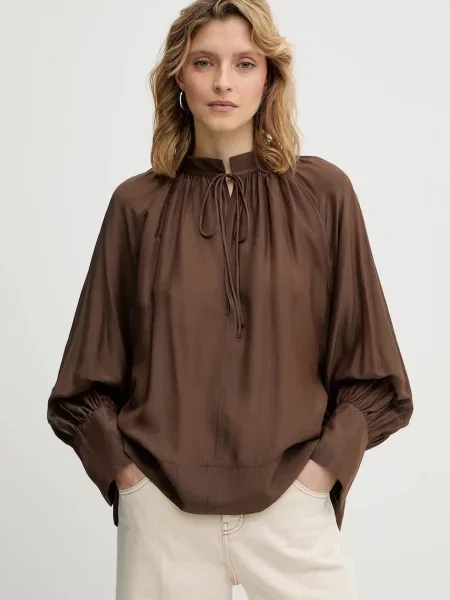 MUNTHE bluză cu mătase ROSEBERGER uni maro