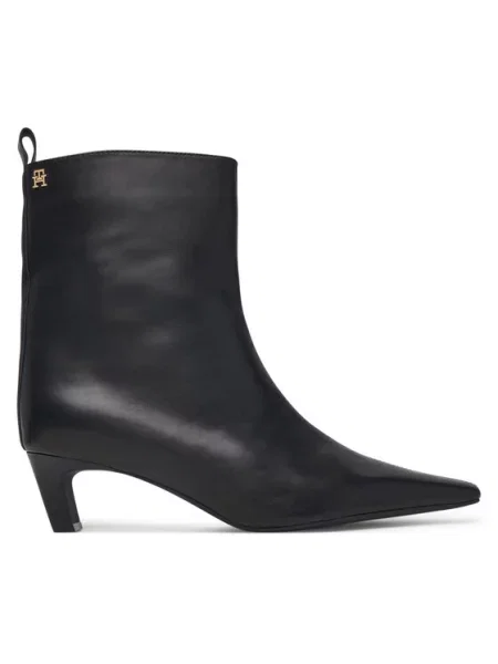 Tommy Hilfiger Bokacsizma Kitten Heel Leather Ankle Boot fekete