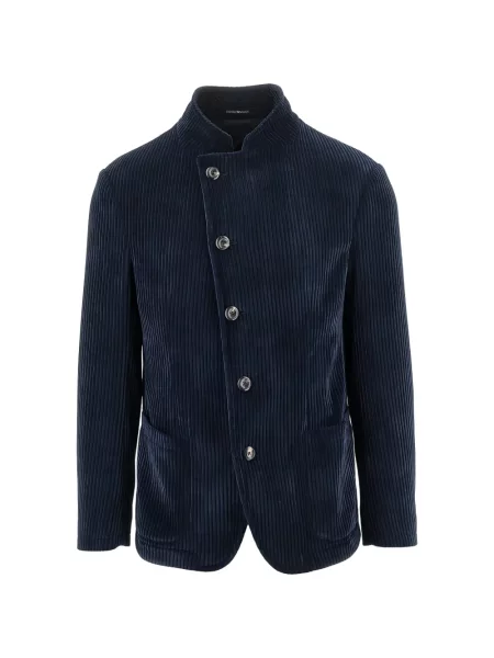 Gulerat geacă Emporio Armani de catifea cord albastru