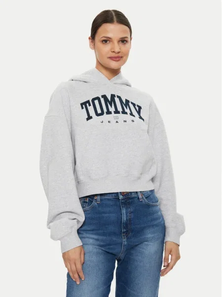 Tommy Jeans Bluză Varsity gri