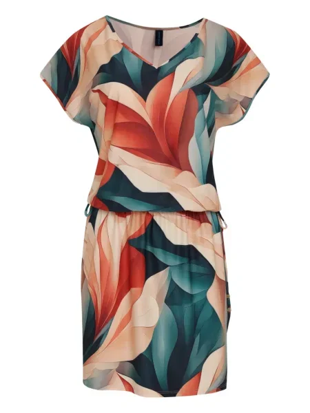 Костюм мини рокля Lygia & Nanny на цветя с принт зелено