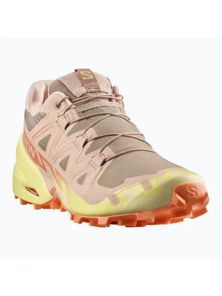 Női futócipő Salomon Speedcross 6 burro/sunny lime/almond cream. Méret: 38 EU barna