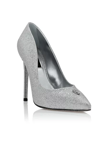Czółenka Philipp Plein skórzana szara