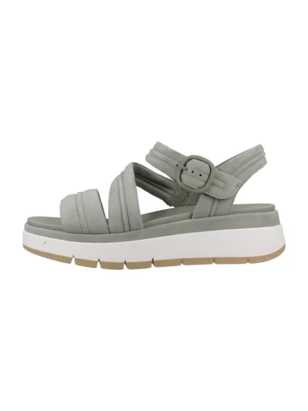 Sandały Clarks skórzane bez obcasa na ramiączkach zielone