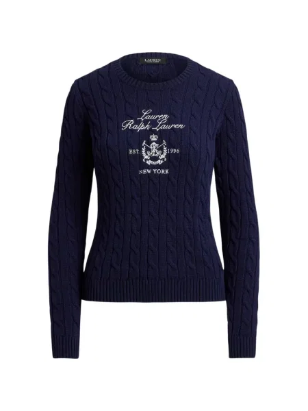 Pulover Lauren Ralph Lauren cu decolteu rotund albastru