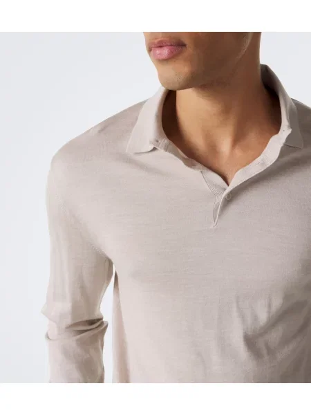 Tricou polo Agnona de lână bej