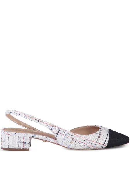 Pantofi cu toc Veronica Beard din tweed slingback alb