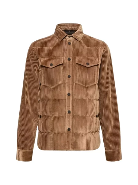 Matlasat geacă Moncler Grenoble de catifea cord maro