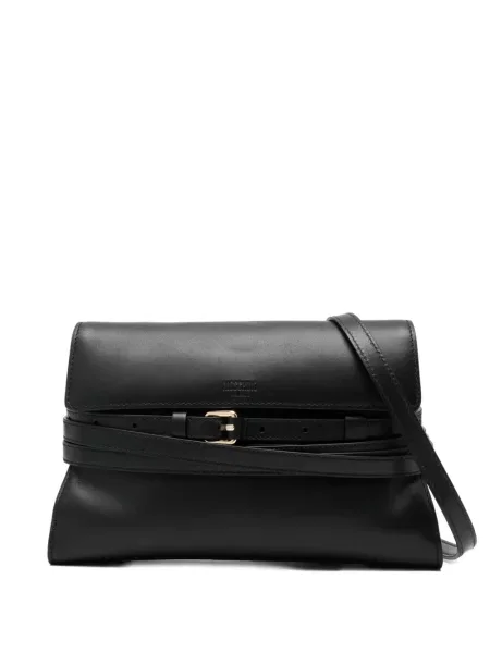 Geanta de piele Moschino din piele cu cataramă negru