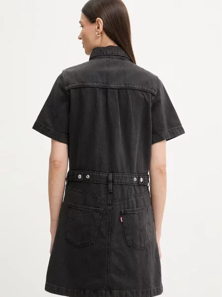 Sukienka denimowa z listwą guzikową z czystej bawełny Levi's czarna