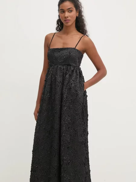 Stine Goya sukienka midi rozkloszowana czarny