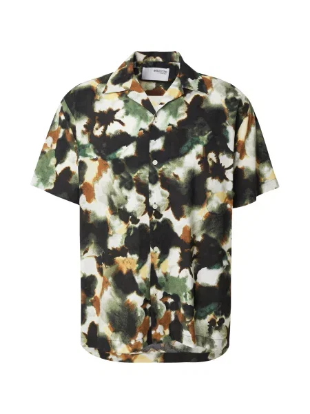 SELECTED HOMME Košeľa SLHRLXAIR zelená / olivová šedobiela čierna