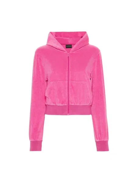 Welurowa bluza z kapturem Balenciaga różowa
