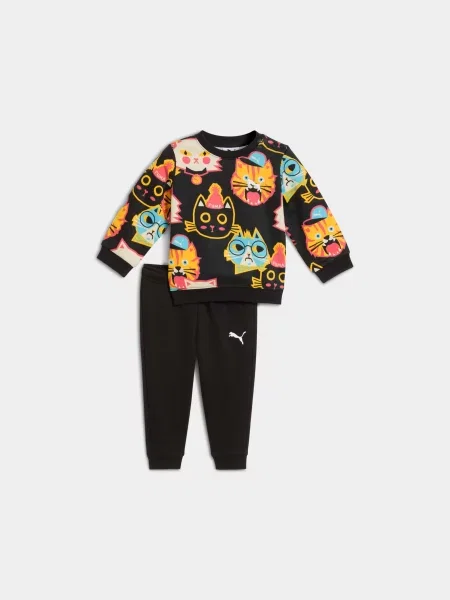 Дитячий Спортивний костюм PUMA Moody Cat Aop Crew Set комбінований верх чорний