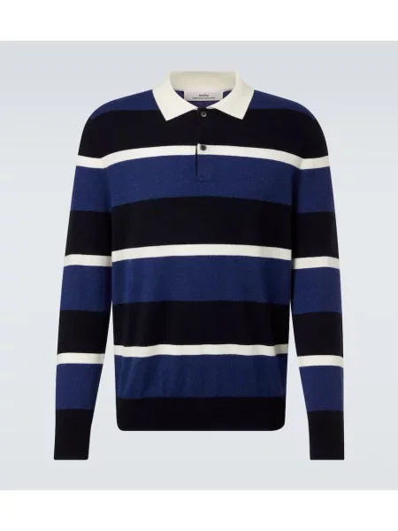 Pulover Arch4 din cașmir cu dungi albastru