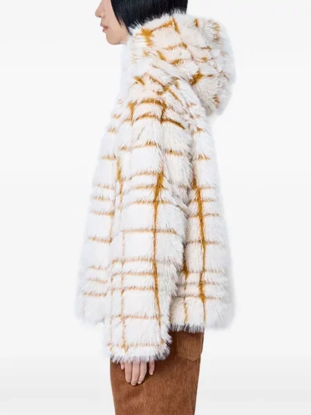 Geacă Moncler în carouri cu blană