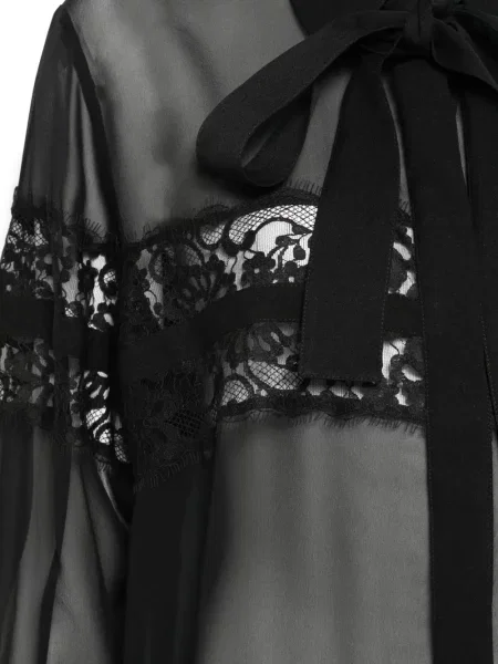 Cămașă Elie Saab cu funde din dantelă negru