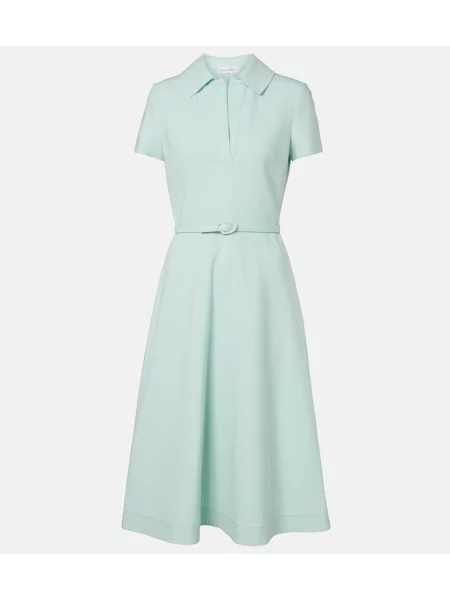 Cu centură rochie midi Oscar De La Renta de lână albastru