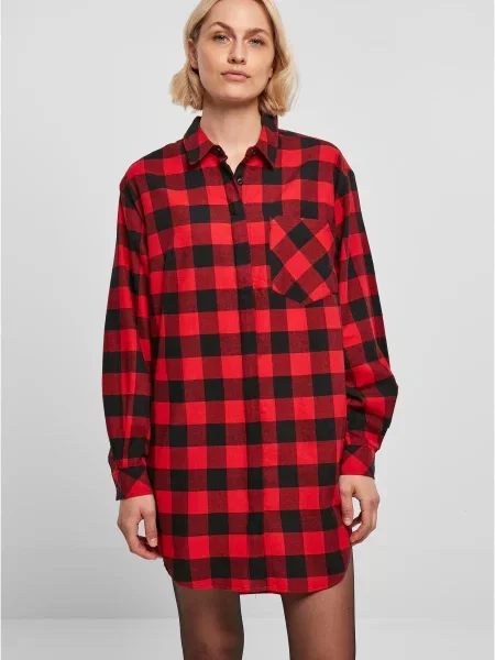 Sukienka koszulowa Urban Classics flanelowa czarna