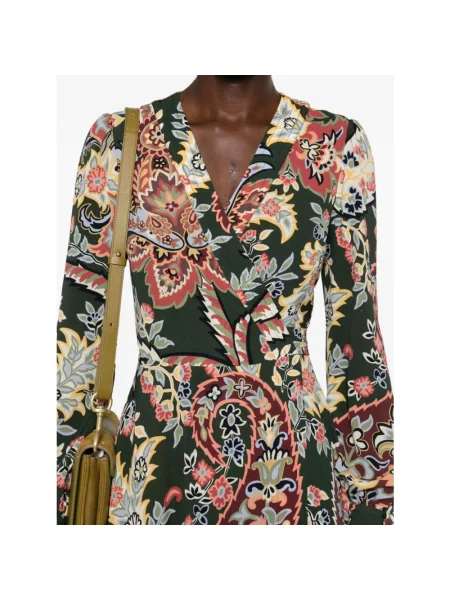 Sukienka midi Etro z wzorem paisley zielona