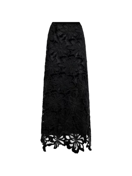 Maxi fusta maxi Roberto Cavalli cu model floral din dantelă negru