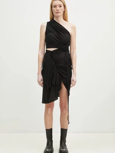 Rick Owens rochie din Fog midi muwidea negru
