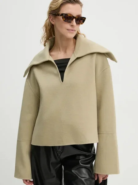 Nanushka sweter wełniany MAXE beżowy