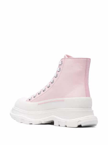 Šněrovací krajkové polokozačky Alexander Mcqueen růžové