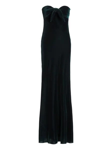 Sukienka maxi Ralph Lauren Collection z kokardką bez ramiączek garniturowa zielona