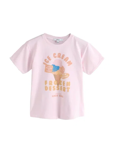 Next Tricou / maro deschis / roz pastel albastru
