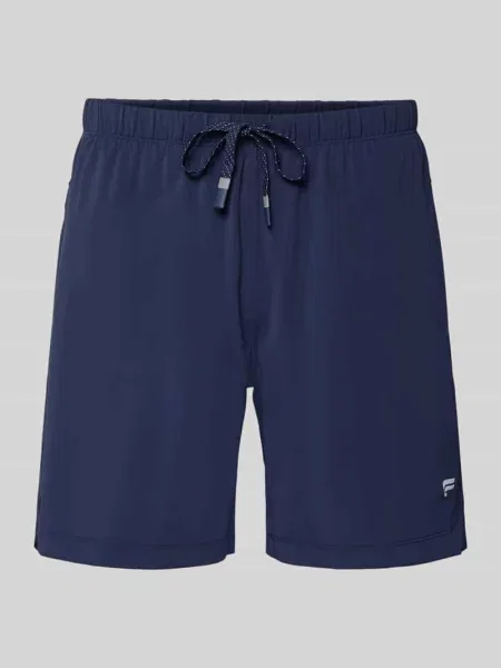 Szorty o kroju regular fit z nadrukiem z logo Fabletics granatowe