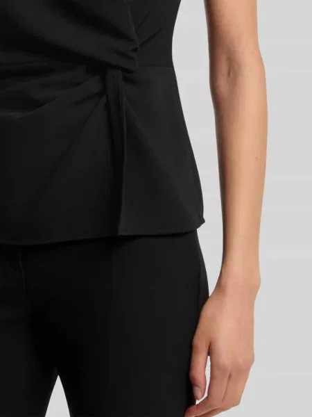 Bluzka z krótkim rękawem o kroju regular fit z wiązanym detalem model Cathida' Hugo czarna