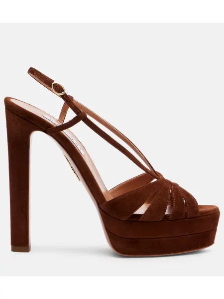 Sandale Aquazzura din piele de căprioară cu platformă maro
