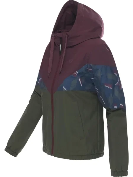 Ragwear Funkčná bunda Rochele Youmodo tmavomodrá / zelená / vínovo červená biela