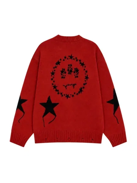 Sweter Barrow z okrągłym dekoltem z logo czerwony