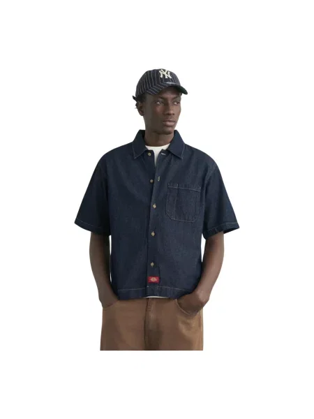 Koszula jeansowa o kroju relaxed fit z brustaszą Dickies niebieska