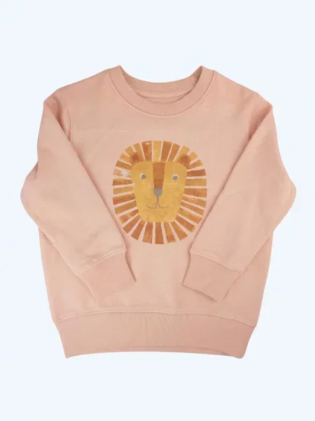 MelaDi Pulover Kinder Sweater aus Biobaumwolle Löwe pijeska