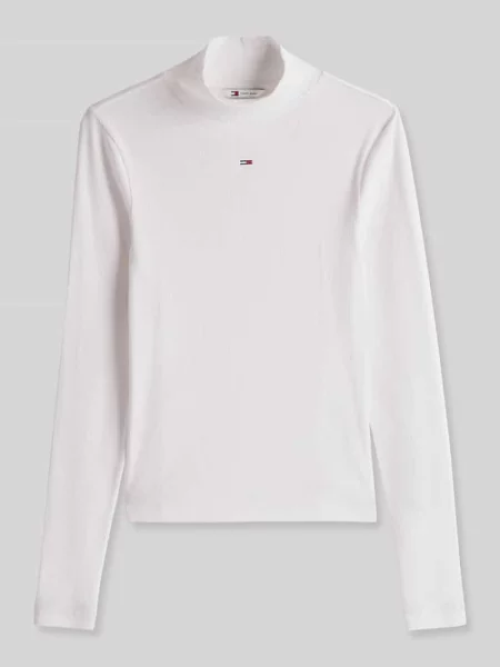 Bluzka z długim rękawem o kroju slim fit z golfem typu mock neck Tommy Jeans biała