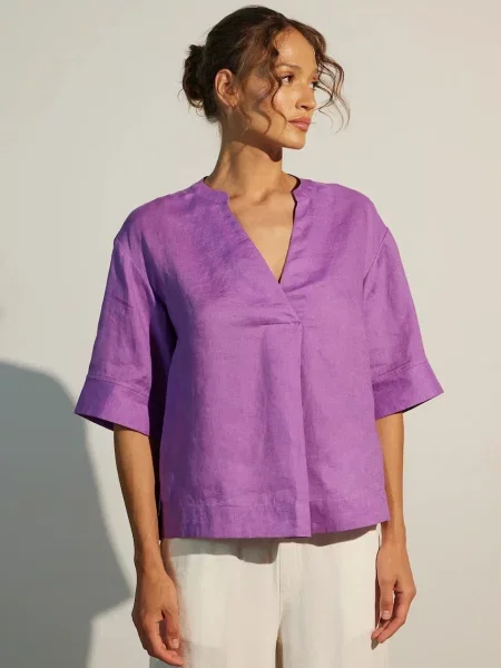 Льняна блузка Medicine однотонна фіолетовий