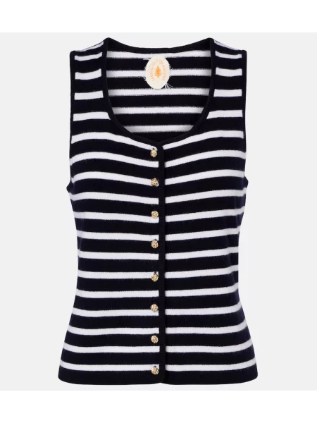 Kašmírová pruhovaná vesta Jardin Des Orangers modrá